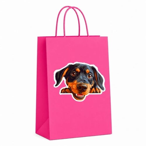 Sacola Papel Festa Raça Cachorro Cão Austríaco Preto Canela
