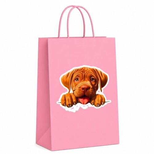 Sacola Papel Festa Raça Cachorro Dogue de Bordeaux