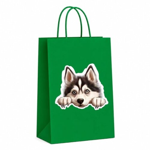 Sacola Papel Festa Raça Cachorro Husky Siberiano