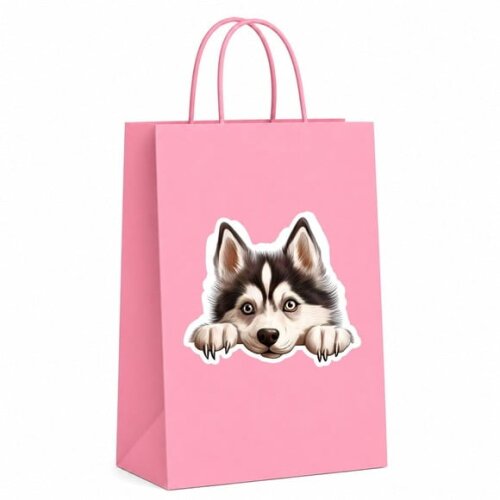 Sacola Papel Festa Raça Cachorro Husky Siberiano