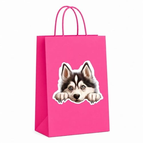 Sacola Papel Festa Raça Cachorro Husky Siberiano