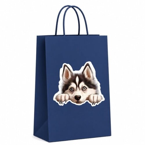 Sacola Papel Festa Raça Cachorro Husky Siberiano