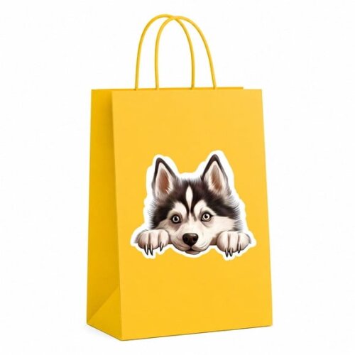 Sacola Papel Festa Raça Cachorro Husky Siberiano