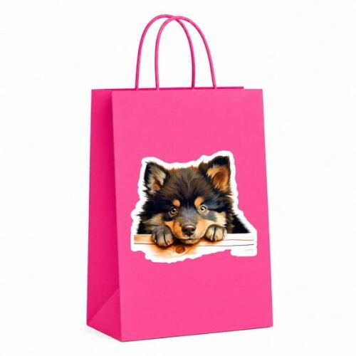 Sacola Papel Festa Raça Cachorro Lapphund Finlandês