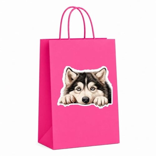 Sacola Papel Festa Raça Cachorro Malamute do Alasca