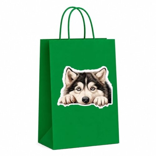 Sacola Papel Festa Raça Cachorro Malamute do Alasca