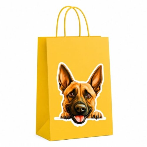 Sacola Papel Festa Raça Cachorro Pastor Belga Malinois