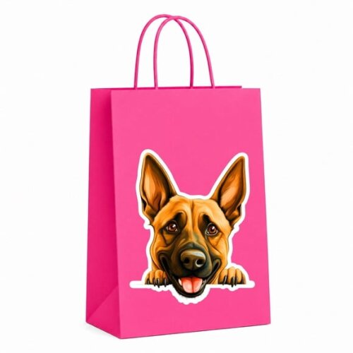 Sacola Papel Festa Raça Cachorro Pastor Belga Malinois