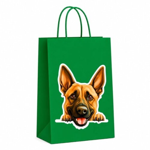 Sacola Papel Festa Raça Cachorro Pastor Belga Malinois