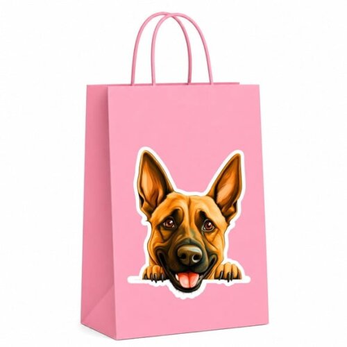 Sacola Papel Festa Raça Cachorro Pastor Belga Malinois