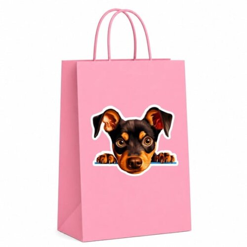 Sacola Papel Festa Raça Cachorro Pinscher Alemão