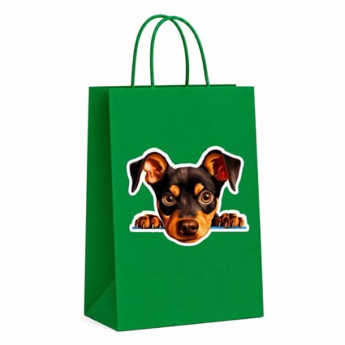 Sacola Papel Festa Raça Cachorro Pinscher Alemão