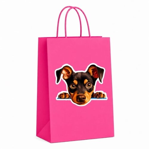 Sacola Papel Festa Raça Cachorro Pinscher Alemão