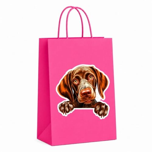 Sacola Papel Festa Raça Cachorro Pointer Alemão pelo Curto