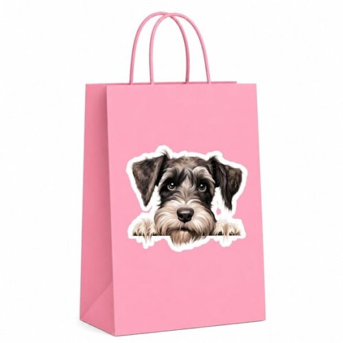 Sacola Papel Festa Raça Cachorro Schnauzer Standard