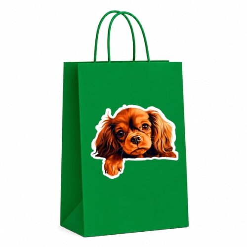 Sacola Papel Festa Raça Cachorro Spaniel Toy Inglês