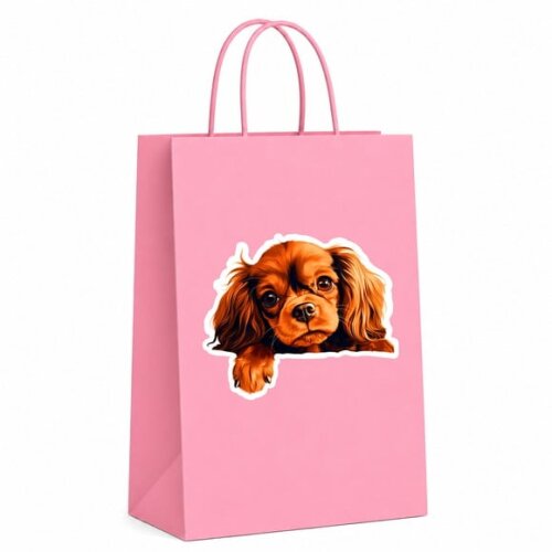 Sacola Papel Festa Raça Cachorro Spaniel Toy Inglês