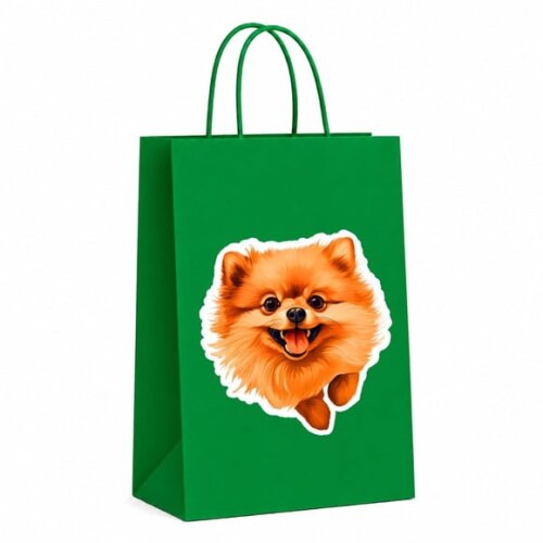 Sacola Papel Festa Raça Cachorro Spitz Alemão Anão