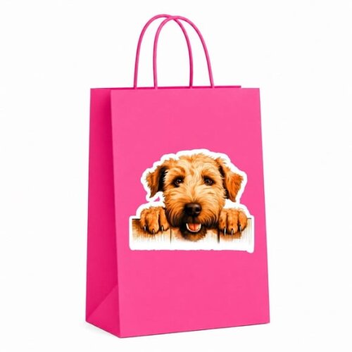 Sacola Papel Festa Raça Cachorro Terrier Wheaten pelo Macio