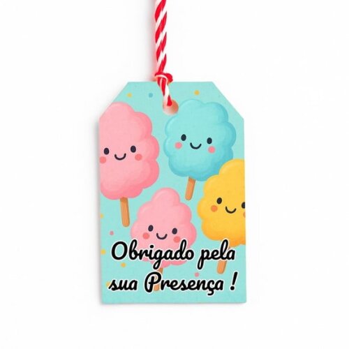 Tag de Agradecimento Personalizada 7x5 Algodão Doce