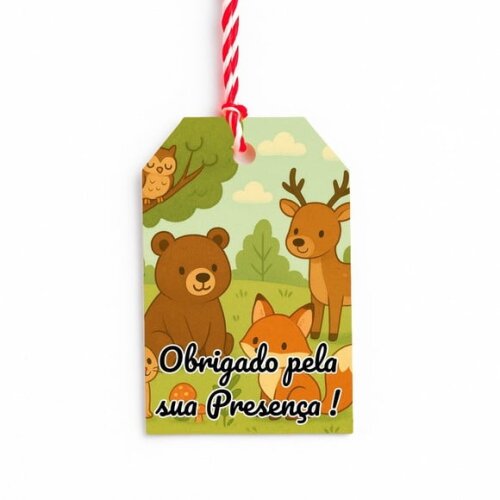 Tag de Agradecimento Personalizada 7x5 Animais da Floresta