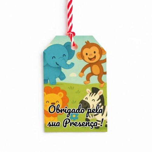 Tag de Agradecimento Personalizada 7x5 Animais Divertidos
