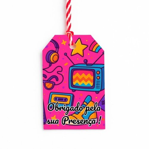 Tag de Agradecimento Personalizada 7x5 Anos 80