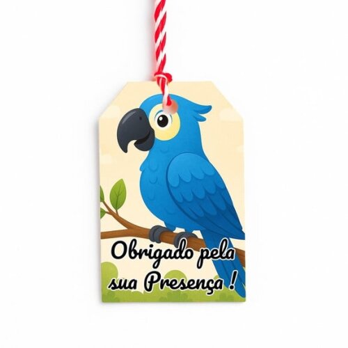 Tag de Agradecimento Personalizada 7x5 Arara Azul