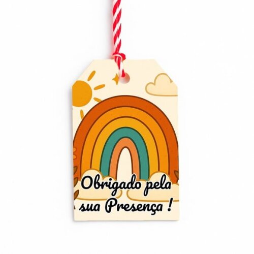 Tag de Agradecimento Personalizada 7x5 Arco-íris Boho