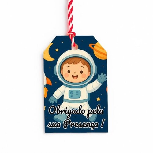 Tag de Agradecimento Personalizada 7x5 Astronauta