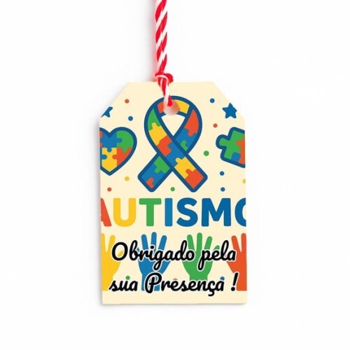 Tag de Agradecimento Personalizada 7x5 Autismo