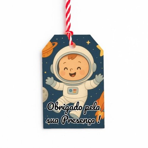 Tag de Agradecimento Personalizada 7x5 Astronauta Baby
