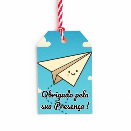 Tag de Agradecimento Personalizada 7x5 Aviãozinho de Papel