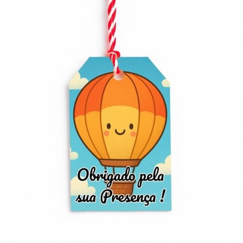 Tag de Agradecimento Personalizada 7x5 Balão de Ar Quente