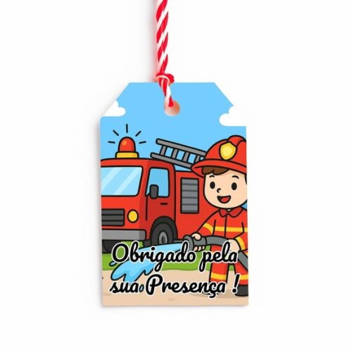 Tag de Agradecimento Personalizada 7x5 Bombeiros