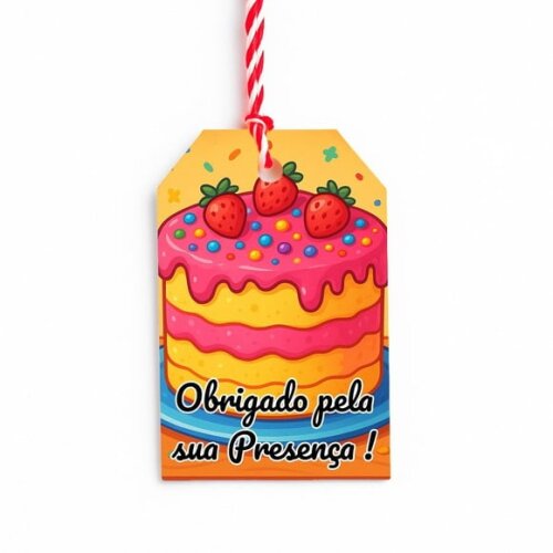 Tag de Agradecimento Personalizada 7x5 Bolo Confeitado