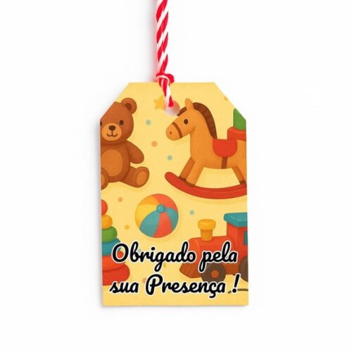 Tag de Agradecimento Personalizada 7x5 Brinquedos Clássicos