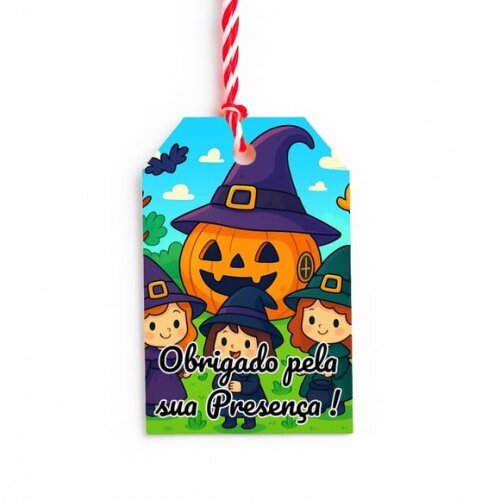 Tag de Agradecimento Personalizada 7x5 Bruxinhas Fofas