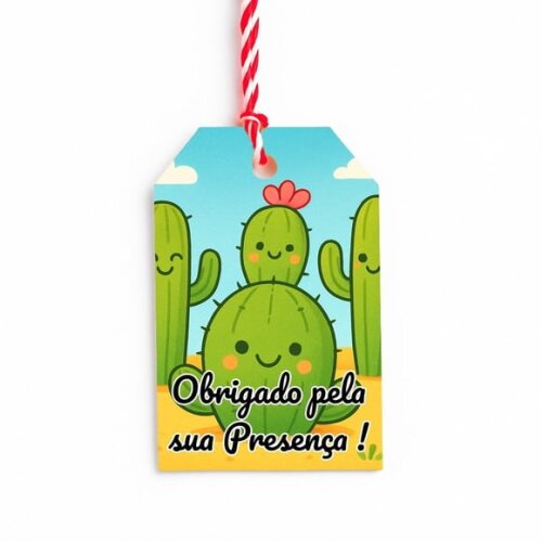 Tag de Agradecimento Personalizada 7x5 Cactos Fofos