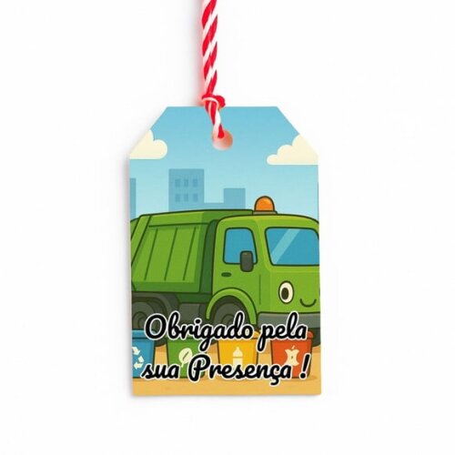 Tag de Agradecimento Personalizada 7x5 Caminhão de Lixo