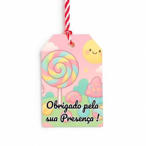 Tag de Agradecimento Personalizada 7x5 Candy Color
