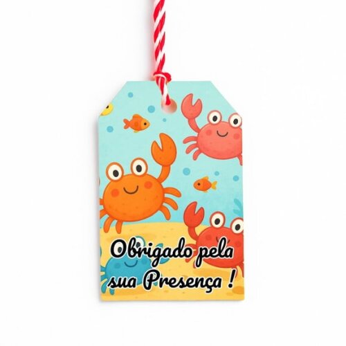 Tag de Agradecimento Personalizada 7x5 Caranguejinhos