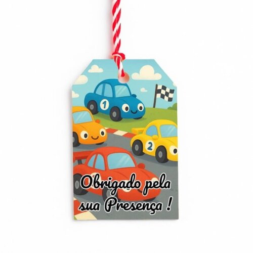 Tag de Agradecimento Personalizada 7x5 Carros de Corridas