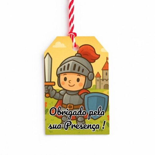 Tag de Agradecimento Personalizada 7x5 Cavaleiro Medieval
