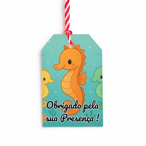 Tag de Agradecimento Personalizada 7x5 Cavalos Marinhos