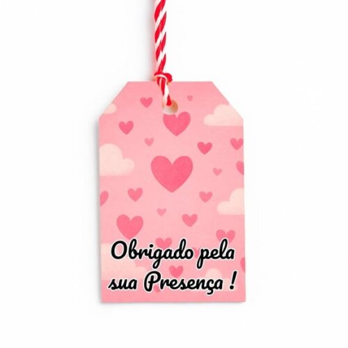 Tag de Agradecimento Personalizada 7x5 Céu Rosa