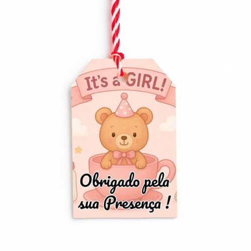 Tag de Agradecimento Personalizada 7x5 Chá de Bebê Menina