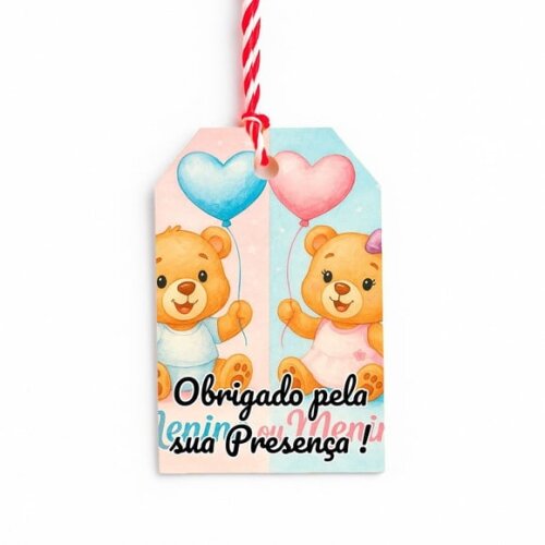 Tag de Agradecimento Personalizada 7x5 Chá de Revelação