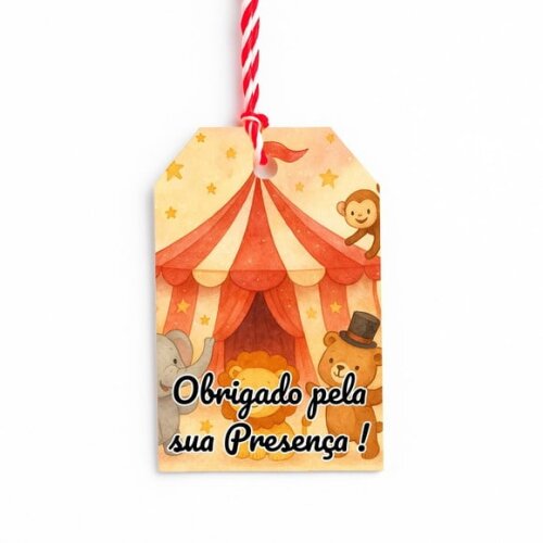 Tag de Agradecimento Personalizada 7x5 Circo Aquarela