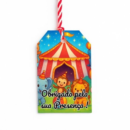 Tag de Agradecimento Personalizada 7x5 Circo Encantado